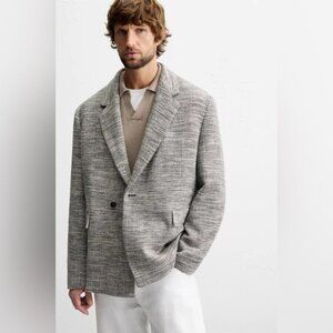 NWOT ZARA DOUBLE BREASTED TEXTURED WEAVE JACKET